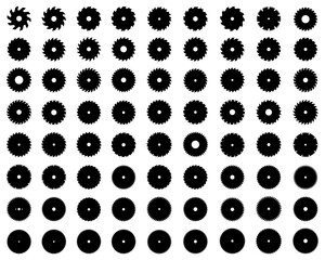 Fototapeta premium Silhouettes of circular saw blades on a white background 
