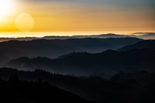 California mountain silhouette sunset