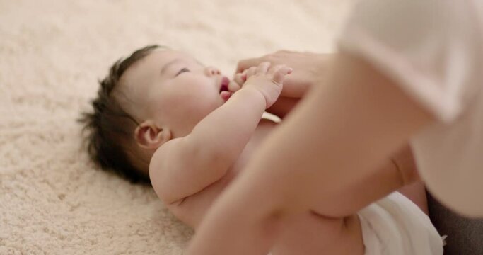 Young mom having fun with baby girl,4K