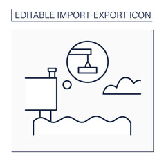 Quay line icon. Stone or metal platform. Building for loading and unloading ships.Import and export concept. Isolated vector illustration. Editable stroke