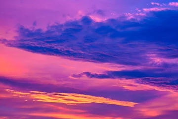 Crédence de cuisine en verre imprimé Violet Coucher de soleil avec de belles couleurs dans le ciel