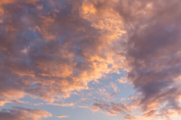 Sky with sunset clouds and blue and red color 