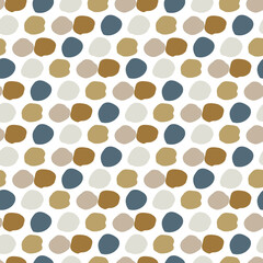 Abstract seamless pattern with multicolored spots. Simple irregular geometric pattern on a white background