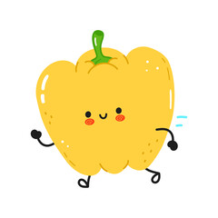Cute funny running pepper. Vector hand drawn cartoon kawaii character illustration icon. Isolated on white background. Pepper run concept