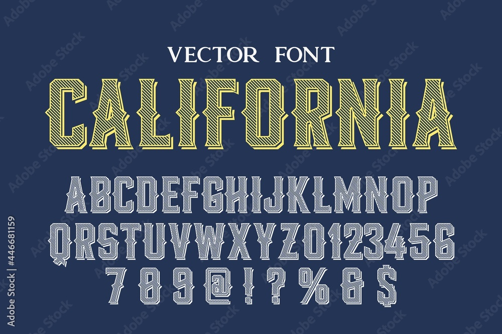 Fototapete font alphabet script typeface handcrafted handwritten vector label design old style.shadow effect.vi