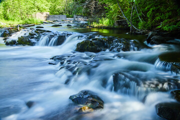 Rocks against waterfall