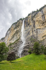 Fototapeta na wymiar Staubbach waterfall in Lauterbrunnen valley in Switzerland