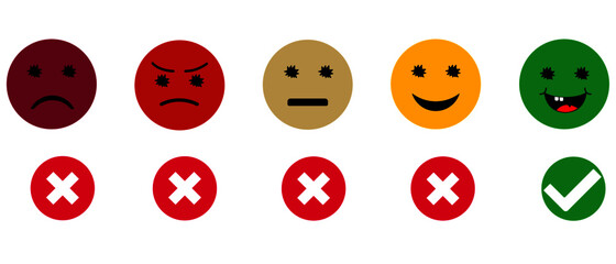 Nice idea. Customer satisfaction concept. customer satisfaction feedback with emotions.
World mental health day. Evaluation and rating concept. High feedback score. Mental health assessment.