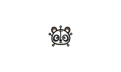 Panda bear silhouette Logo design vector template. Funny Lazy Logo Panda animal Logotype concept icon.
