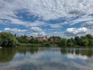 Fototapeta na wymiar View of the lake near Telc, Czech Republic