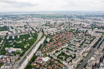 Juny, 2021 - Bucharest, Romania: Bucharest Aerial View in Bucharest, Romania. Mentioned in 1459, is the capital municipality, industrial, and financial center of Romania.