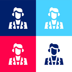 Actor blue and red four color minimal icon set