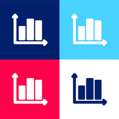 Bars Graphic blue and red four color minimal icon set