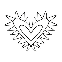 Isolated outline sketch of a heart shape Vector