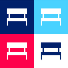 Bench blue and red four color minimal icon set