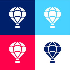 Air Balloon blue and red four color minimal icon set