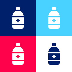 Alcohol blue and red four color minimal icon set