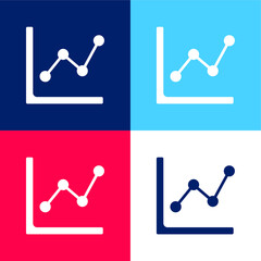 Analytics blue and red four color minimal icon set