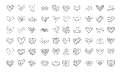 Fototapeta premium Set of sketches of heart shapes Vector