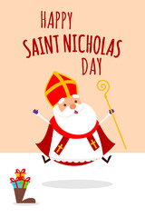 Cute Saint Nicholas celebrate Saint Nicholas Day - vector illustration