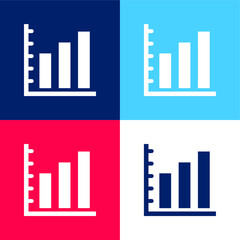 Ascending Bars Graphic For Business blue and red four color minimal icon set