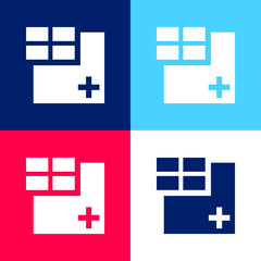 Obraz premium Add Window Grid Symbol blue and red four color minimal icon set