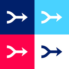 Arrows Merge Pointing To Right blue and red four color minimal icon set