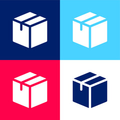 Box blue and red four color minimal icon set