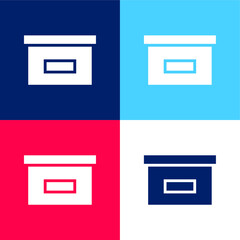 Black Box For Storage blue and red four color minimal icon set