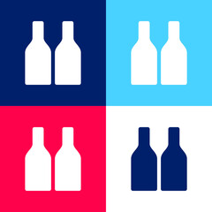 Bottle blue and red four color minimal icon set