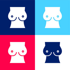Breast blue and red four color minimal icon set