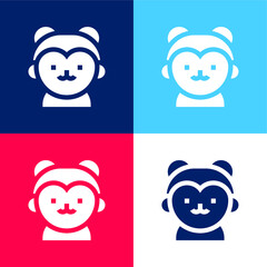 Boy blue and red four color minimal icon set