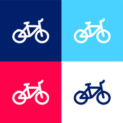 Fototapeta premium Bike Hand Drawn Transport blue and red four color minimal icon set