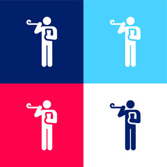 Birthday blue and red four color minimal icon set