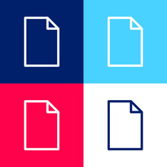 Blank Paper blue and red four color minimal icon set