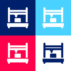 3d Printer blue and red four color minimal icon set