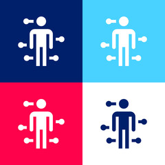 Acupuncture blue and red four color minimal icon set