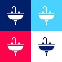 Basin blue and red four color minimal icon set
