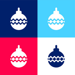 Bauble blue and red four color minimal icon set