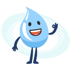 Cartoon Water Character showing the ok sign