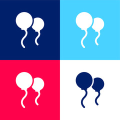 Balloons blue and red four color minimal icon set