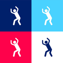 Angry Silhouette blue and red four color minimal icon set