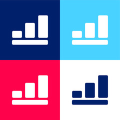 Bar Graph blue and red four color minimal icon set