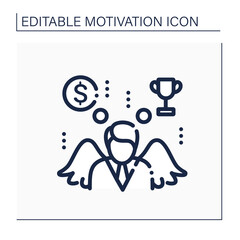 Motivation line icon. Process that initiates, guides, and maintains goal-oriented behaviors. Achieving goals, dreams come true. Self-improving concept. Isolated vector illustration. Editable stroke
