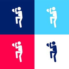 Baseball Player blue and red four color minimal icon set