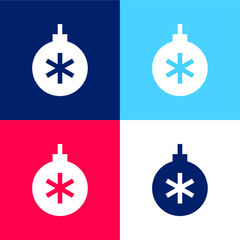 Bauble blue and red four color minimal icon set