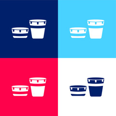 African Drum Set With Design blue and red four color minimal icon set