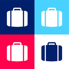 Baggage blue and red four color minimal icon set
