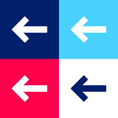 Back Left Arrow blue and red four color minimal icon set