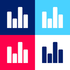Bars Interface Symbol blue and red four color minimal icon set